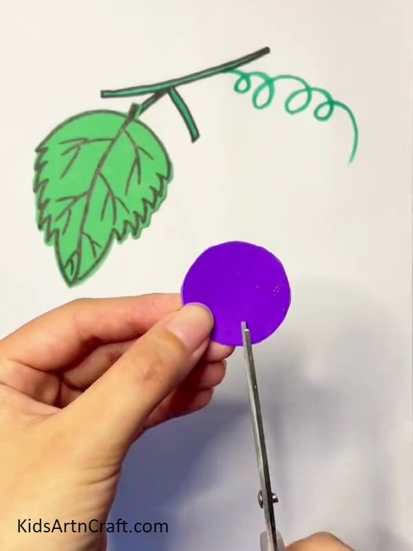 Cutting Purple Paper Circle- Astounding Paper Grape Project Notion For Novices 