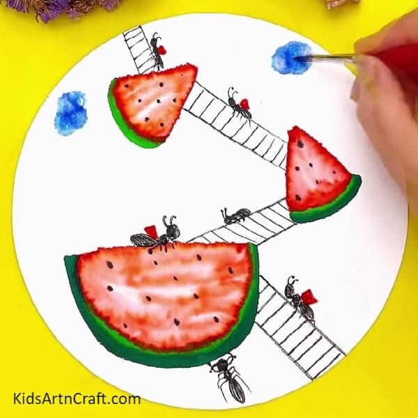 Painting The Sky-Innovative Painting Ideas Using Ants and Watermelon for Beginners-