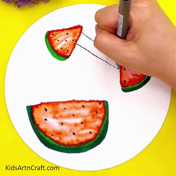 Drawing One More Watermelon Piece- Creative Artwork for Amateurs with Watermelon and Ants-