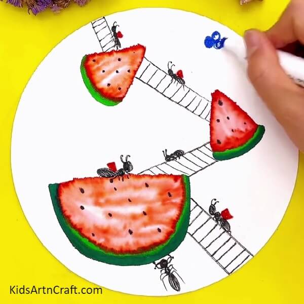 Drawing More Ants-Creative Artistic Concepts For Newbies With Ants and Watermelon-