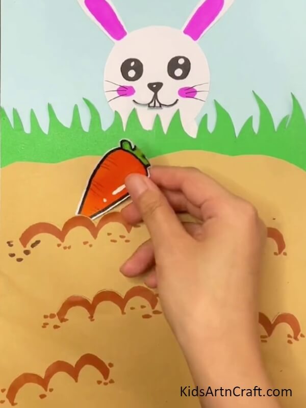 Inserting Carrot In Land- Tutorial on How to Assemble a Lovely Bunny Carrot Design for Children