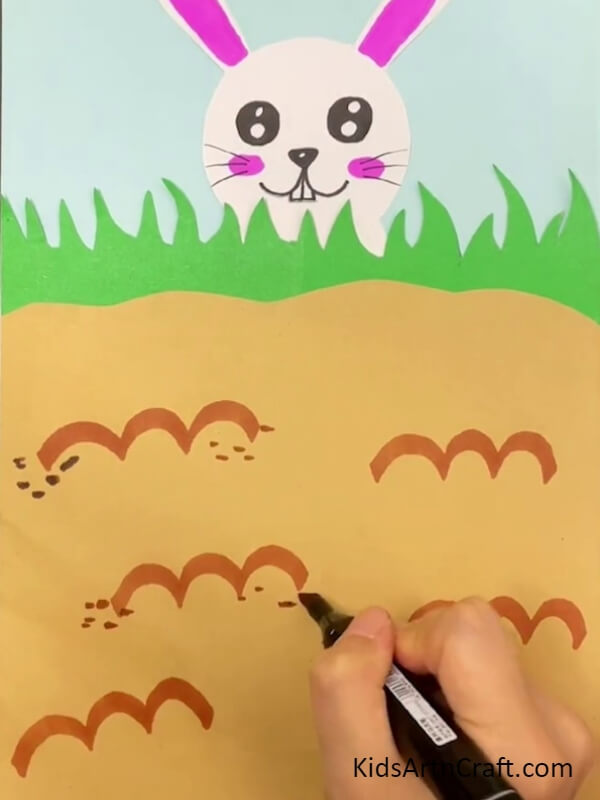 Adding Dots On Land Using Brown Marker Guide to Forming a Beautiful Bunny out of Carrots with Kids