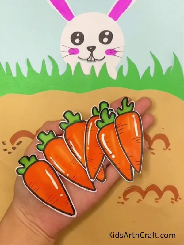 Making More Paper Carrots-Crafting an Adorable Bunny from Carrots with the Aid of Children
