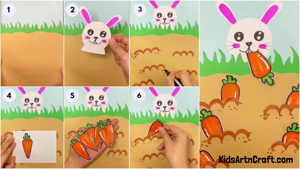 Beautiful Bunny Carrots Craft Tutorial For Kids