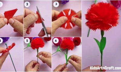 Beautiful Carnation Paper Flowers Craft Tutorial For Beginners
