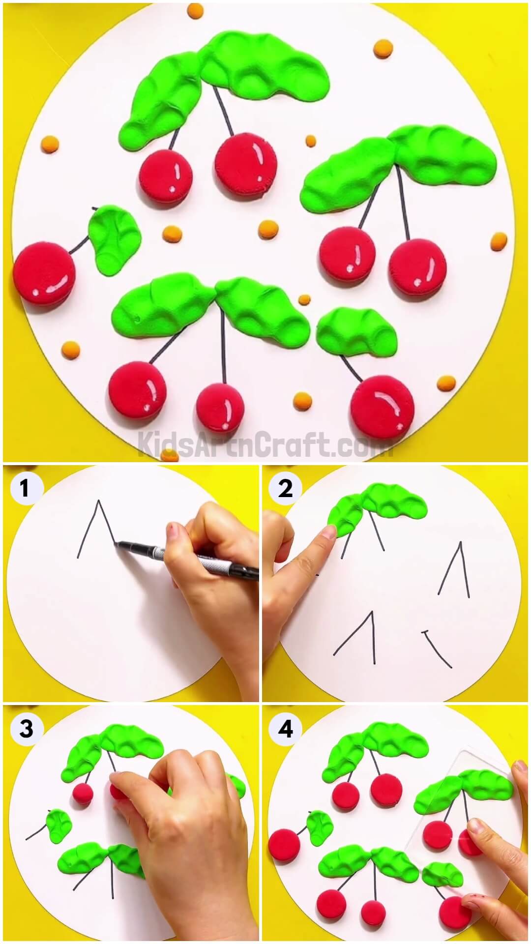  Beautiful Clay Cherries Craft Step-by-step Tutorial For Kids
