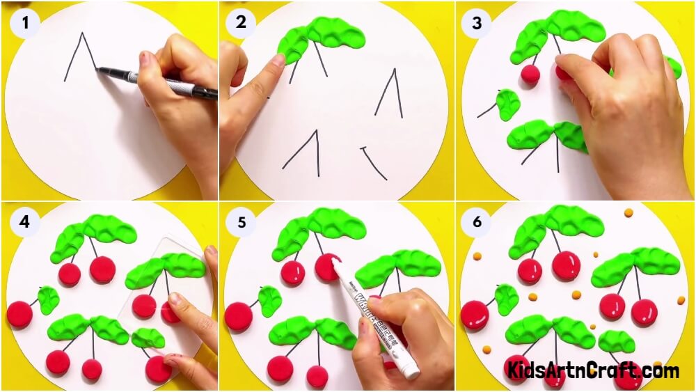 Beautiful Clay Cherries Craft Step-by-step Tutorial For Kids