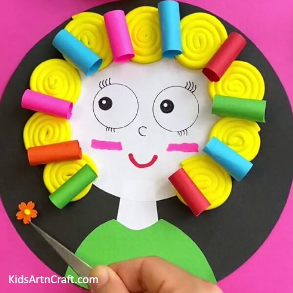 Pasting All The Cylindrical Rollers- Instructions for Crafting a Beautiful Doll Face for Kids 