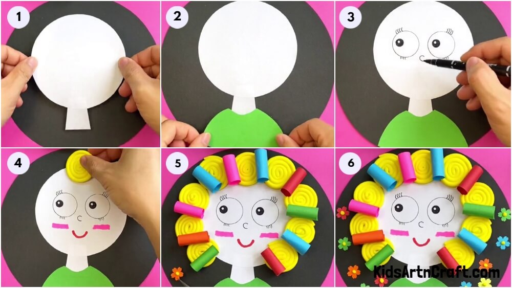 Beautiful Doll Face Craft Step-by-step Tutorial For Kids