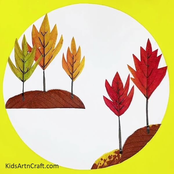 Completing All The Trees- Creating a Fall Leaf Landscape Art For Kids - A Tutorial 