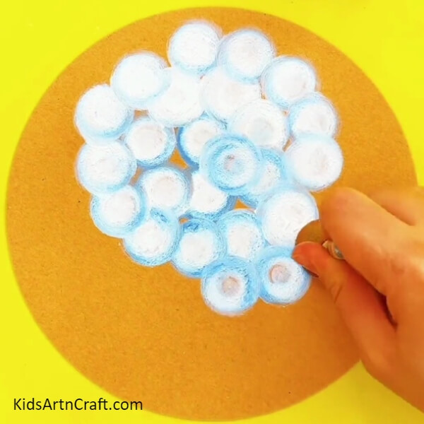 Stick More Such Cotton Buds On The Cardboard Sheet And Create Impressions With The Stamp- Magnificent Flower Garden Art Created By Stamps And Cotton Buds