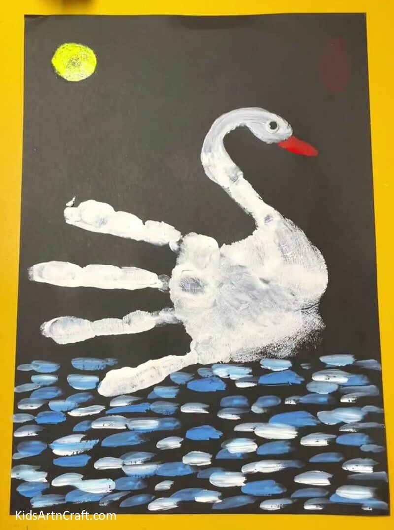 Painting the moon Elegant Handprint Swan Crafting Tutorial For Amateurs