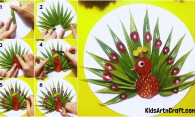 Beautiful Leaf Peacock Craft Idea For Kids