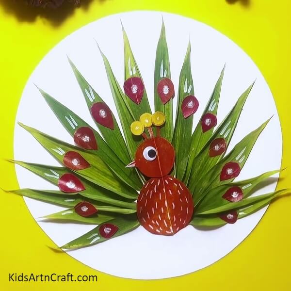 Your Craft Is Ready!!- An appealing leaf peacock project for young ones