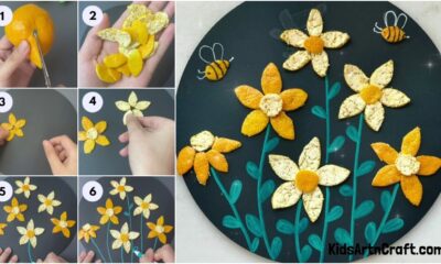 Beautiful Orange Peel Flower Garden Craft To Make With Kids