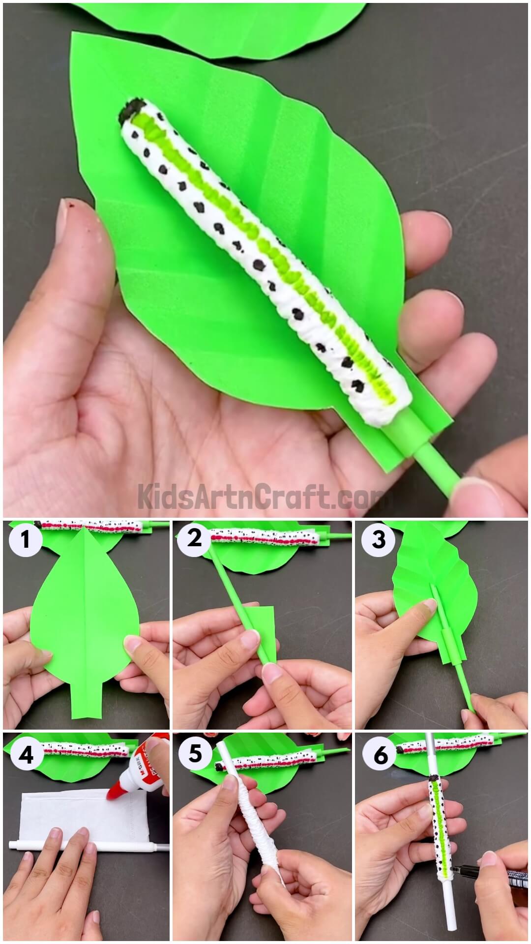 Realistic Moving Leaf Worm Craft Step-by-step Tutorial