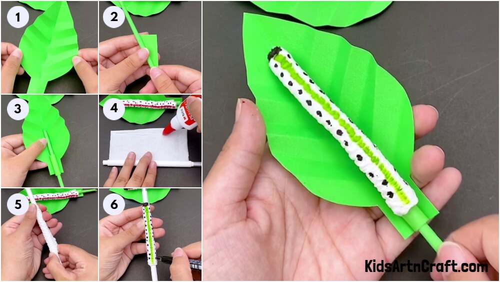 Realistic Moving Leaf Worm Craft Step-by-step Tutorial