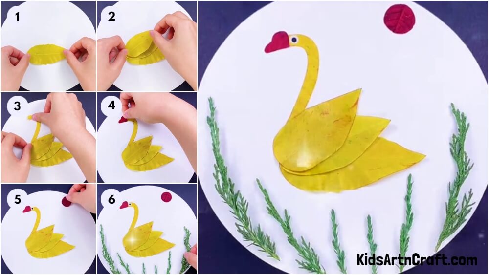 Beautiful Swan Craft Using Fall Leaves Ideas