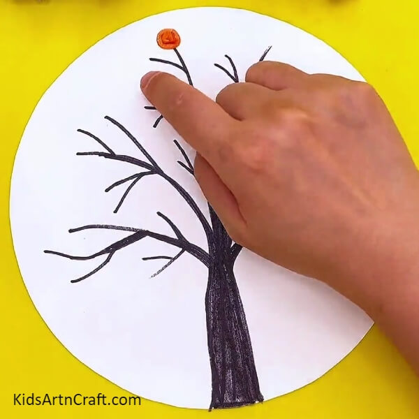 Print your Finger on the Branches on the White Craft Paper for making Beautiful Tree