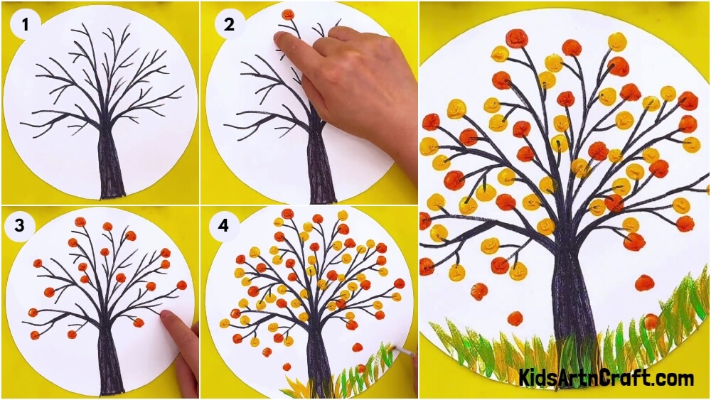 Beautiful Tree Fingerprint Painting Step-by-step Tutorial
