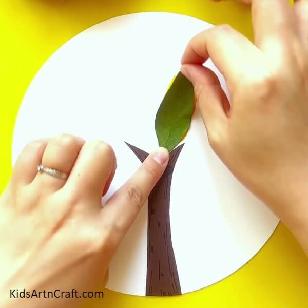 Making The Impression Of Leaf-Leaf impressions used to craft a gorgeous tree painting, instructions for children
