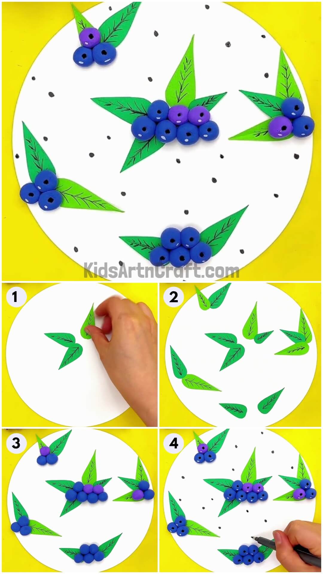 Blueberry Clay Craft Step-by-step Tutorial For Beginners