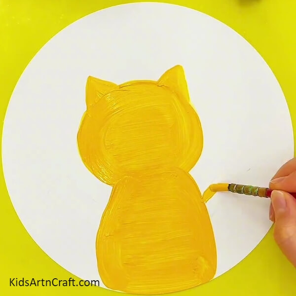 Make The Body Of The Cat-Teaching Youngsters How to Paint a Cat Fishing