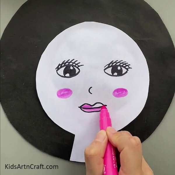 Add Blush and Lipstick Creating the face of charming girl 