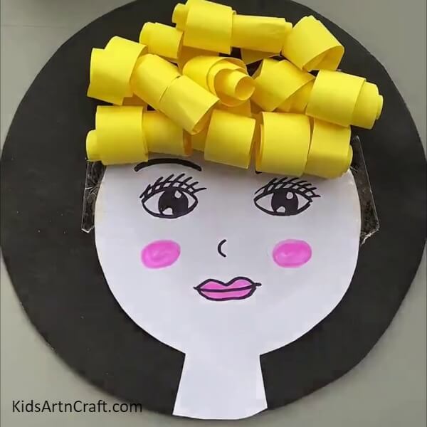 Paste All the Other Curls as Well Charming Doll Face Craft Step-by-step Tutorial For Kids.