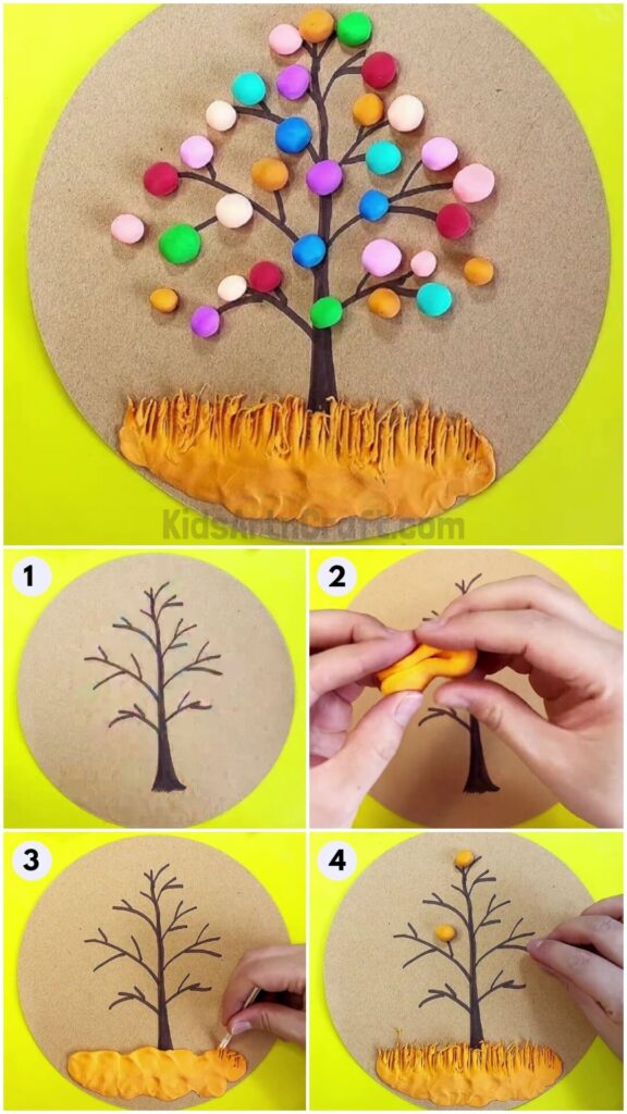 Colorful Clay Tree Artwork Tutorial For Beginners Kids Art & Craft