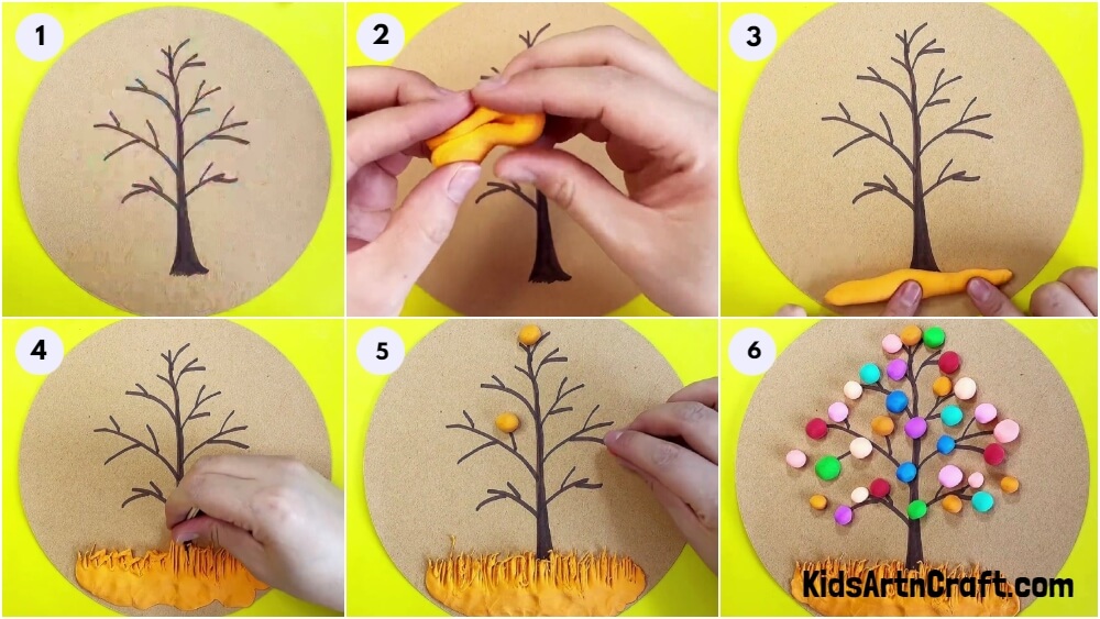 Colorful Clay Tree Artwork Craft For Beginners