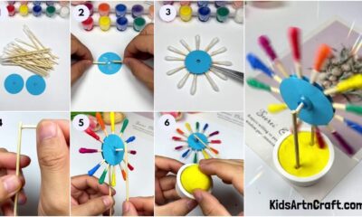 Colorful Cotton Earbud Windmill Craft Tutorial For Beginners