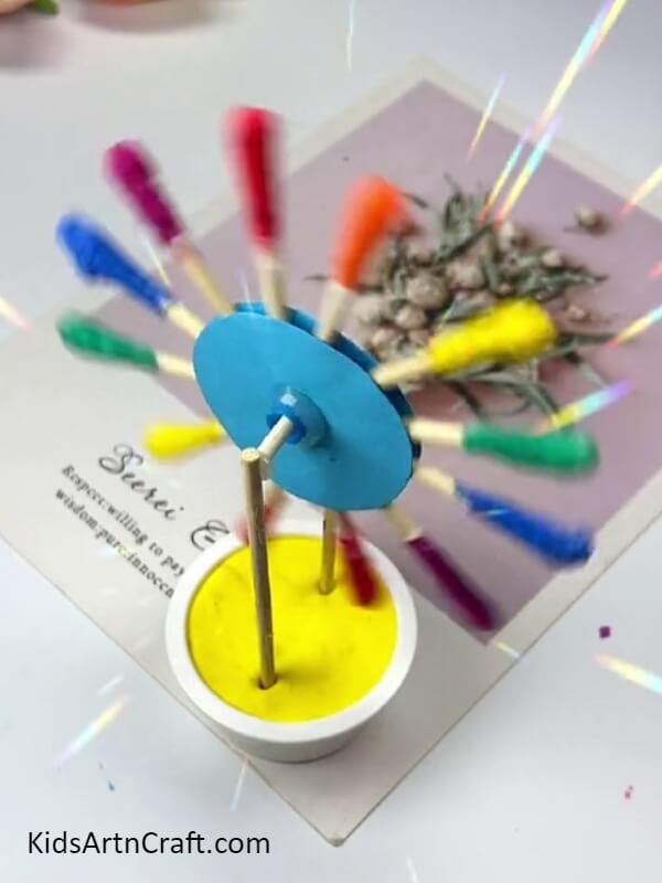 Finally, Colorful Cotton Earbud Windmill Craft is Ready! - Directions for Constructing a Colorful Cotton Windmill with Earbuds for Beginners 