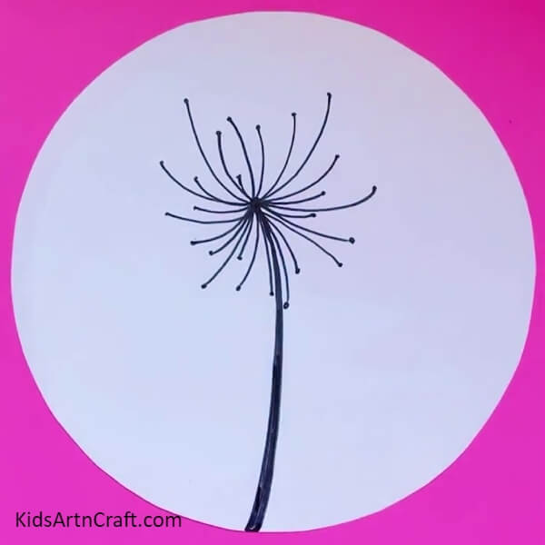Making The Stem- How to Create a Dazzling Dandelion Art Piece for Little Ones 