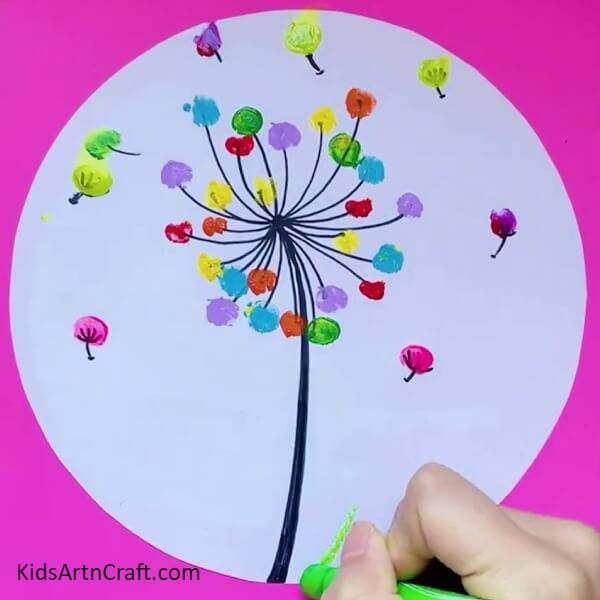 Painting The Seeds- An Easy-to-follow Tutorial for Making Colorful Dandelion Art for Little Learners 