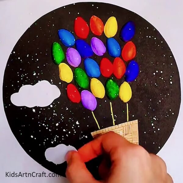 Attach Clouds for Colorful Hot Air Balloon