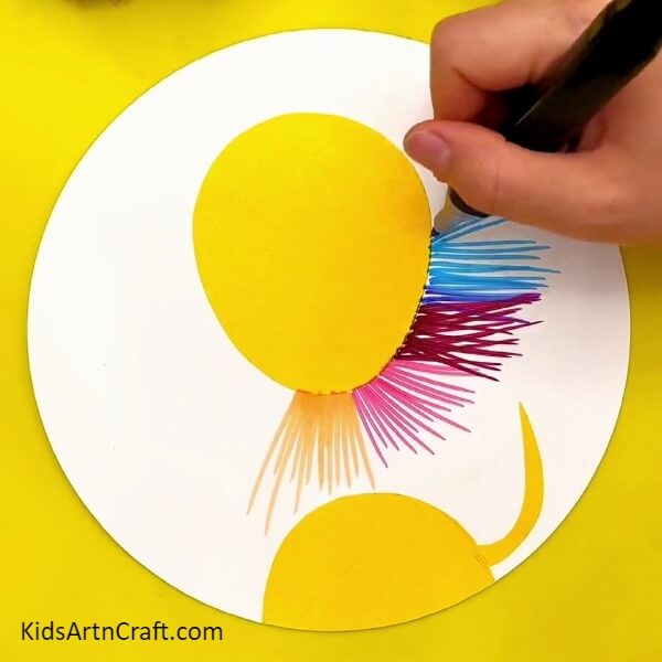 Making Colorful Hair- Crafting an Eye-catching Lion Art Project with Kids 