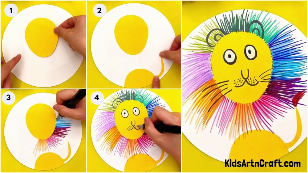 Colorful Lion Artwork Craft Tutorial For Kids