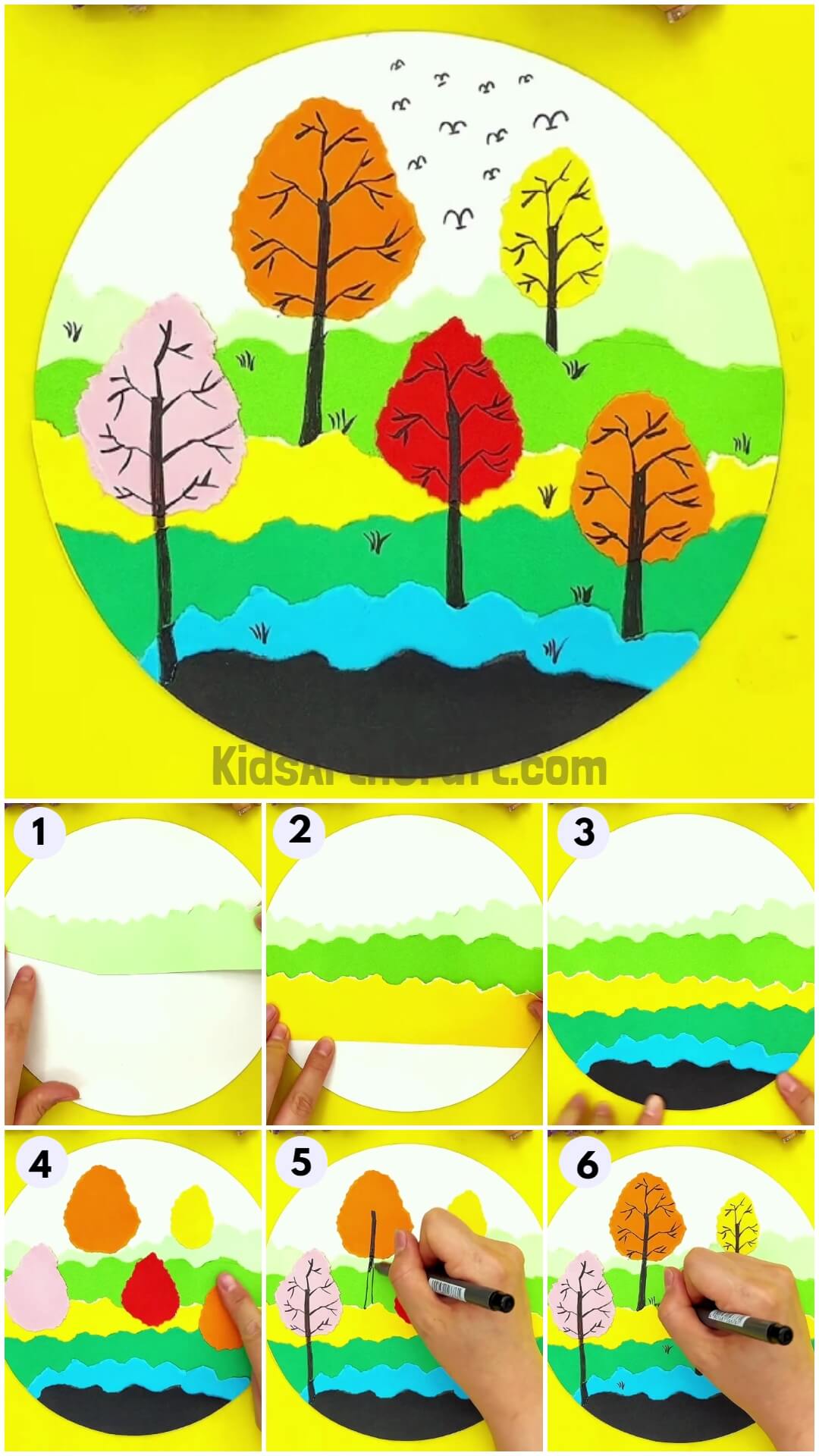 Colorful Tree Landscape Craft Idea For Kids