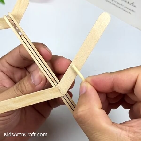 Making Flaps Of The Airplane-Follow This Step-by-step Tutorial For Kids To Construct An Airplane Model Out Of Popsicle Sticks 