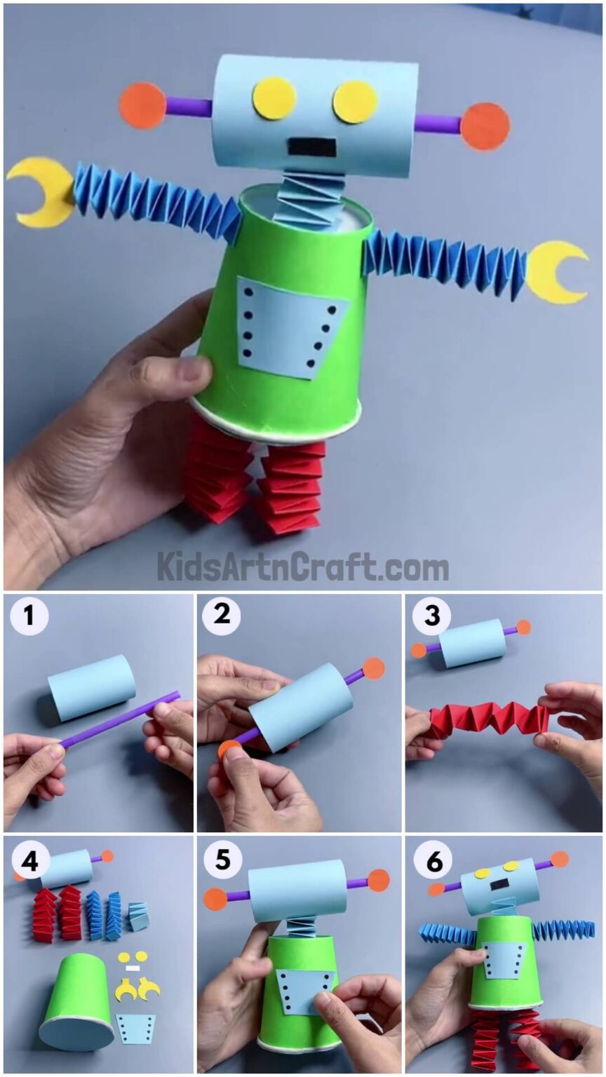 Cool Robot Craft Using Paper Cup & Toilet Paper Roll Stepbystep
