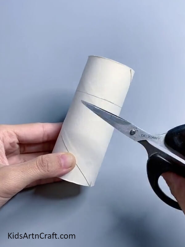 Cutting The Roll. Cool Robot Craft Using Paper Cup &amp; Toilet Paper Roll Step-by-step Tutorial for kids