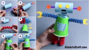 Cool Robot Craft Using Paper Cup & Toilet Paper Roll Step-by-step ...