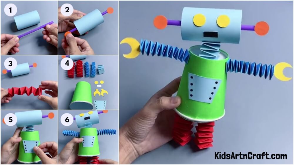 Cool Robot Craft Using Paper Cup & Toilet Paper Roll Step-by-step Tutorial