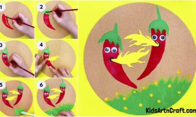 Creative Burning Red Chili Painting Craft Idea For Beginners