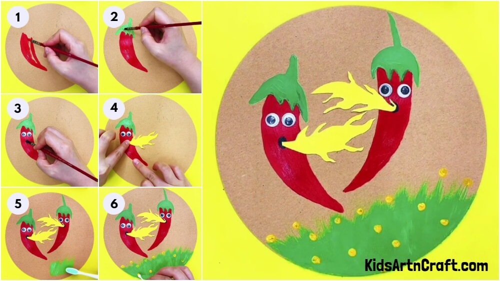 Creative Burning Red Chili Painting Craft Idea For Beginners