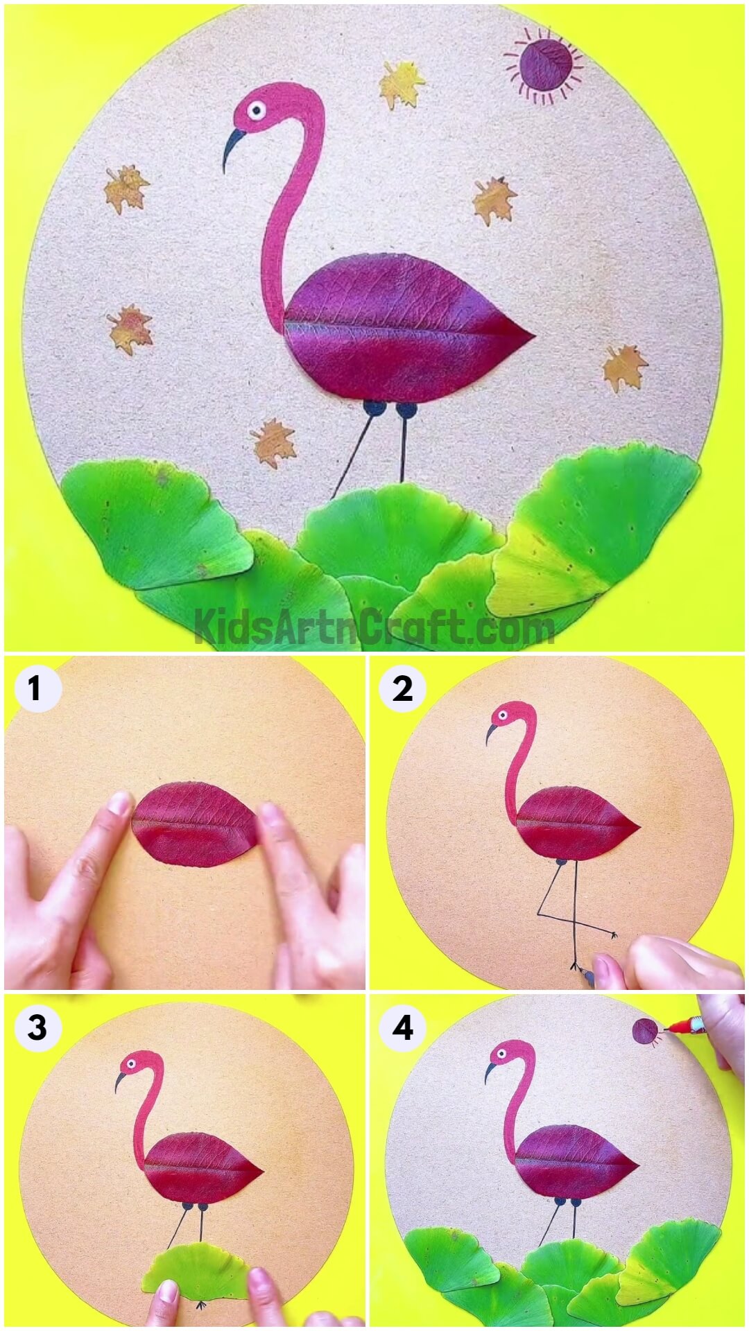 Creative Fall Leaves Crane Craft Step-by-step Tutorial For Kids