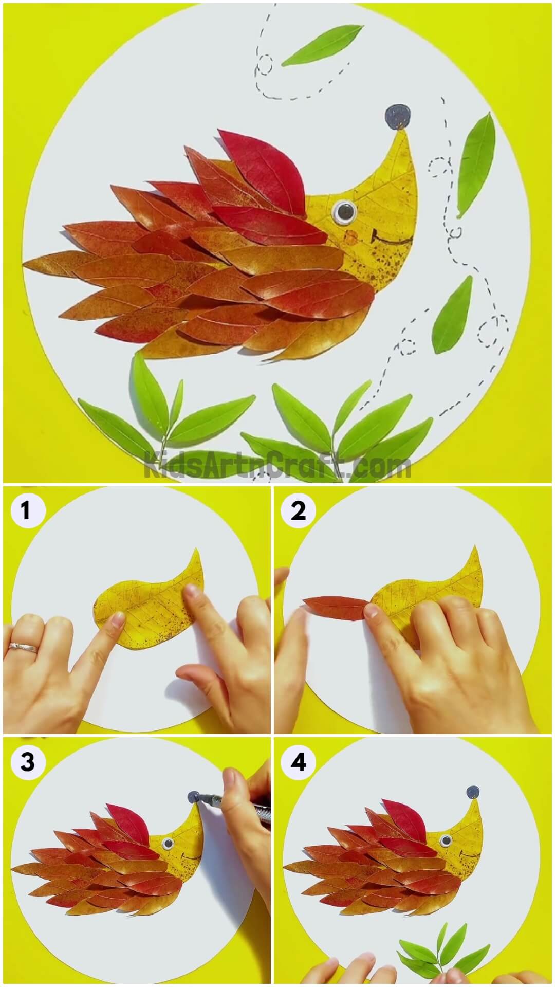  Creative Hedgehog Craft From Fall Leaves Tutorial For Beginners