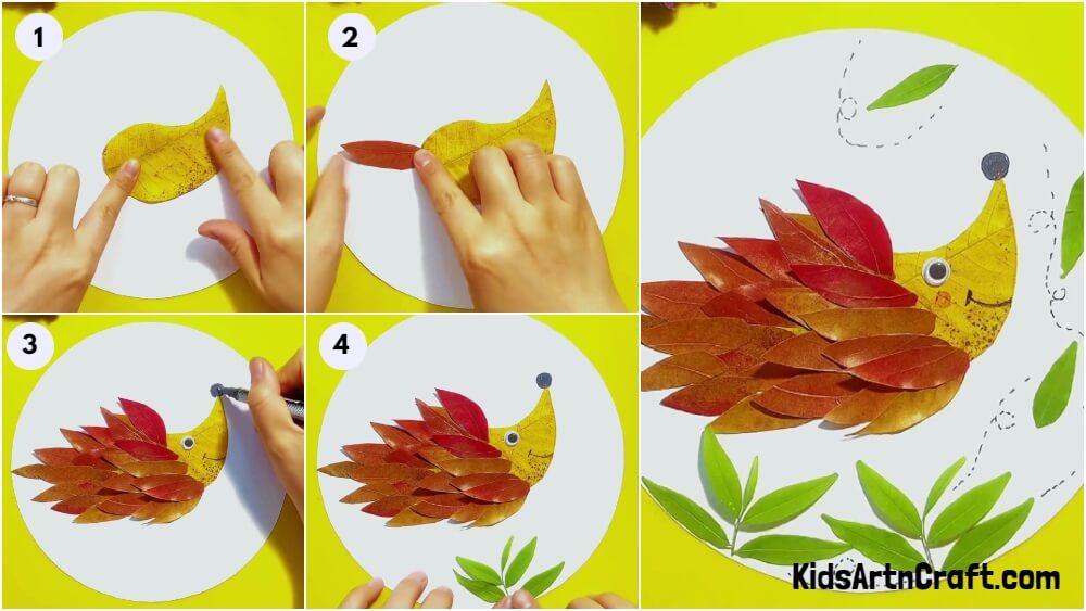 Creative Hedgehog Craft From Fall Leaves Tutorial For Beginners