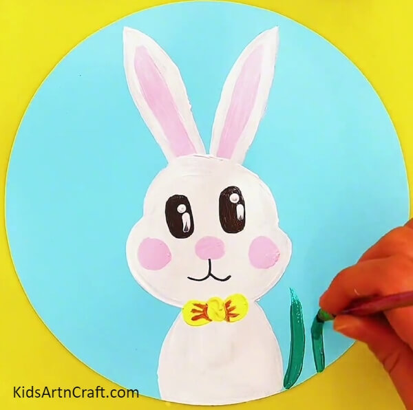 Painting The Grass - A Tutorial on Painting a Charming Bunny With Paint For Youngsters